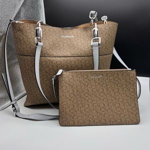 Calvin Klein never used tote bag w/ baby blue detail.